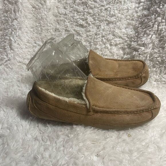 UGG ASCOT 5775 MEN’S CHESTNUT SUEDE sheepskin lining SLIPPERS SIZE 12 - Picture 3 of 10